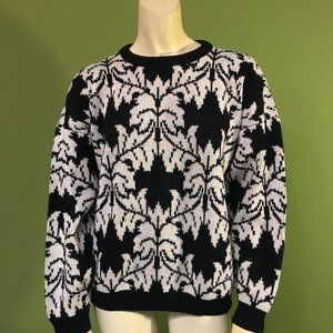 Atlas Baroque Brocade Pattern Sweater Black k172